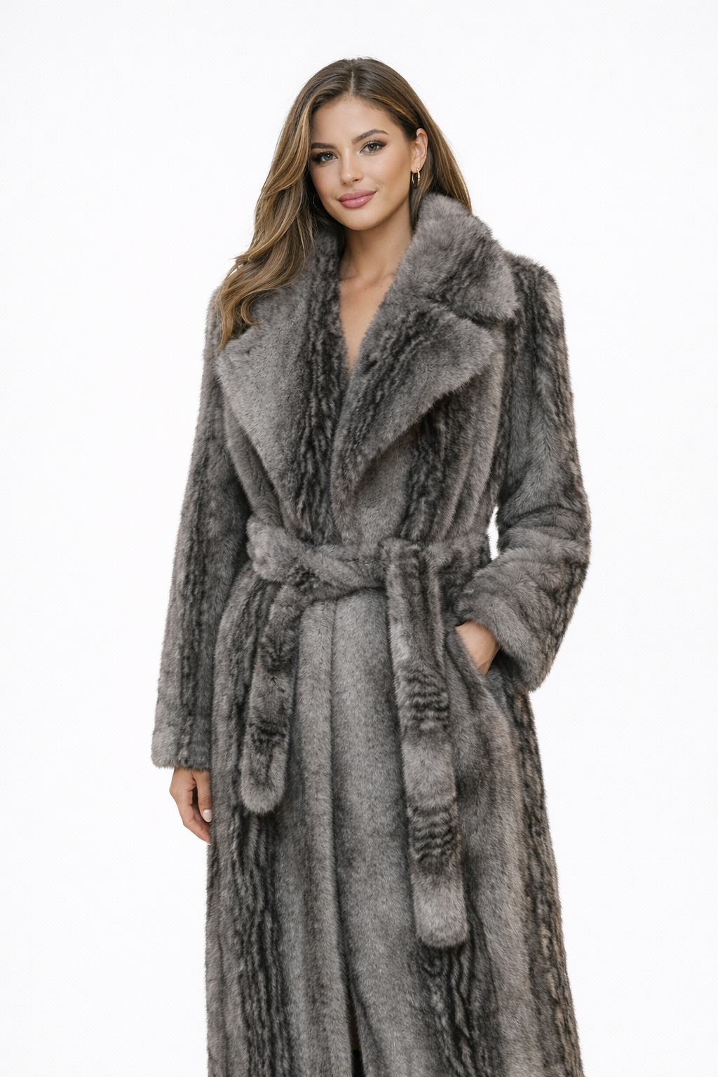Fur coat grey